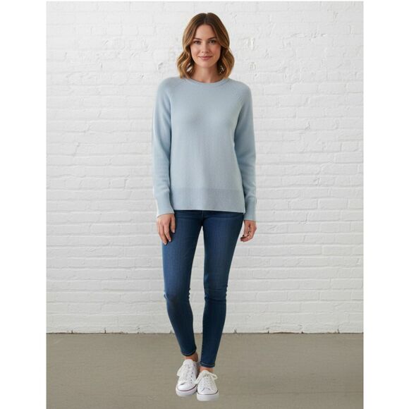 Halogen Cashmere Sweater Petite XS Blue Crew Neck Long Sleeve - Picture 1 of 15